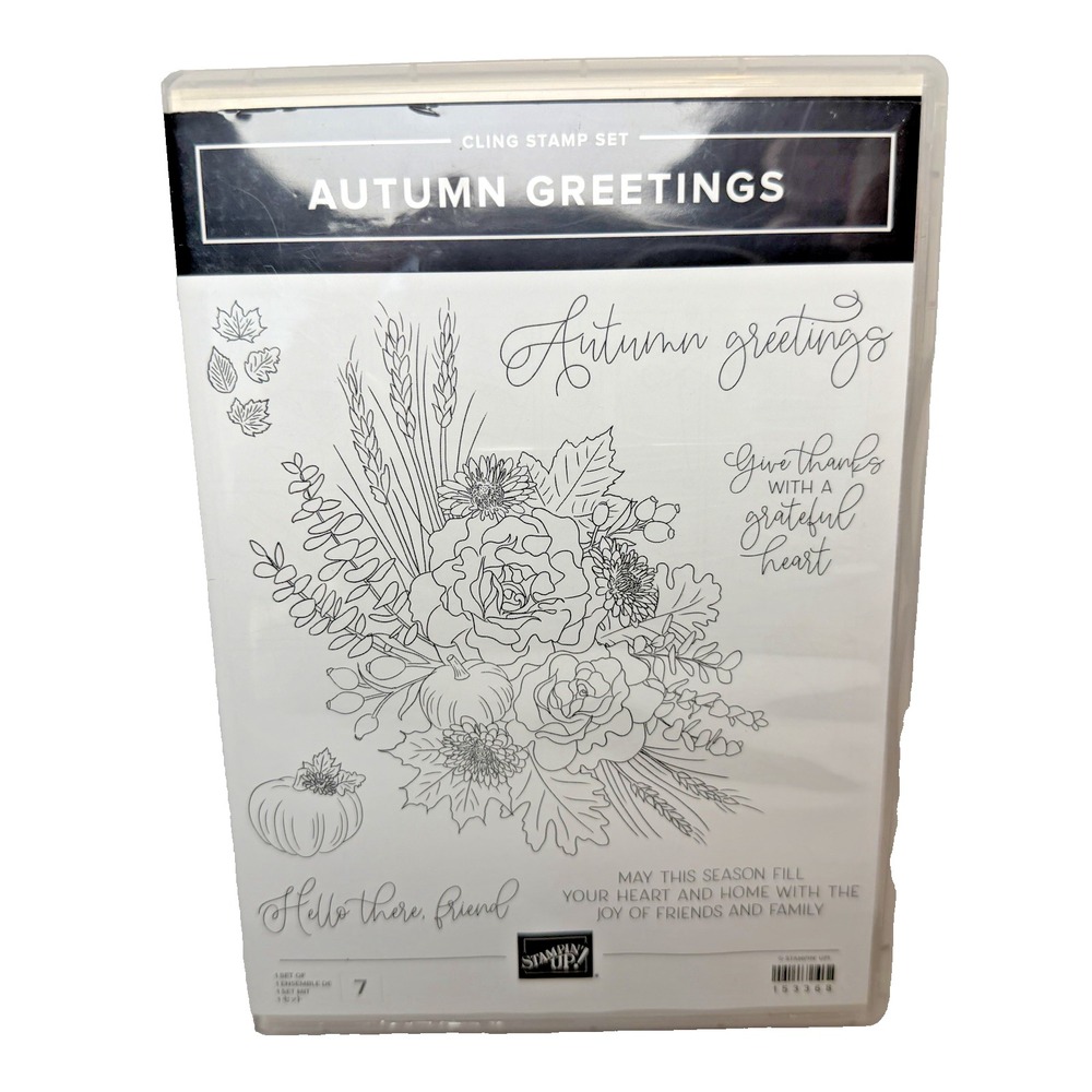 Stampin' Up! Autumn Greetings Cling Stamp Set Fall Floral Leaves 153368 NEW